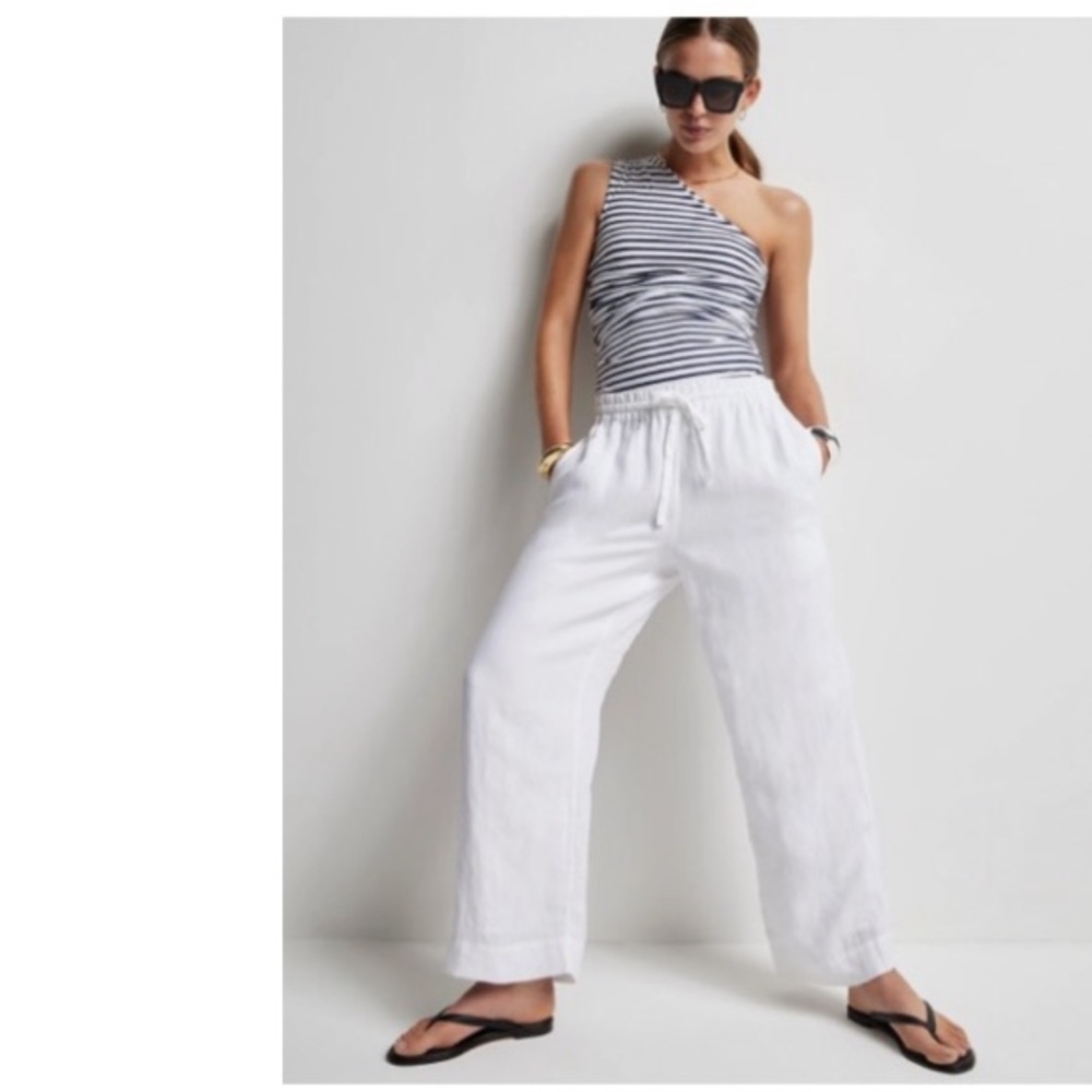 J. Crew Striped #AV259 Ruched One Shoulder One Piece Swimsuit Blue White 14